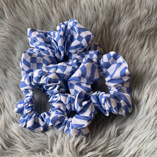 Toivo - sininen ruudullinen scrunchie | Varastontyhjennys